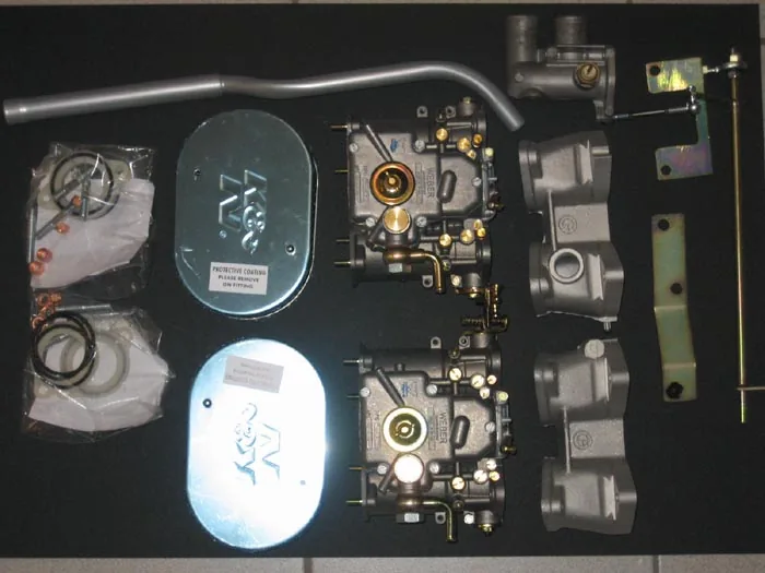 Komplettanlage Weber Doppelvergaser 40 oder 45 DCOE für M10 Motor